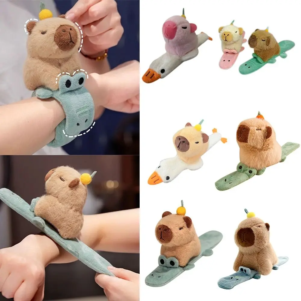 

Creative Plush Capybara Slap Bracelets Soft Cartoon Capybara Slap Wristband Stuffed Dolls Interactive Toy for Kids Gift