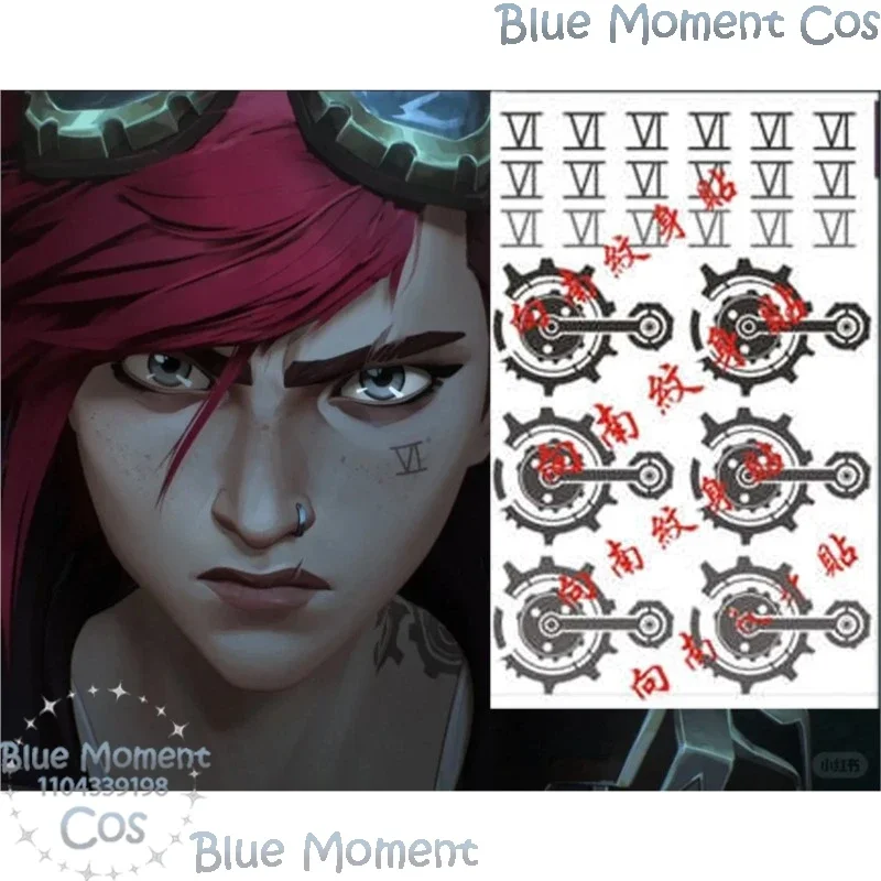 CosplayVi Anime Arcane Game League Of Legends Cosplay Costume Red Wig Tattoo Sticker Women Girl Halloween Party Roleplay Cos Cus