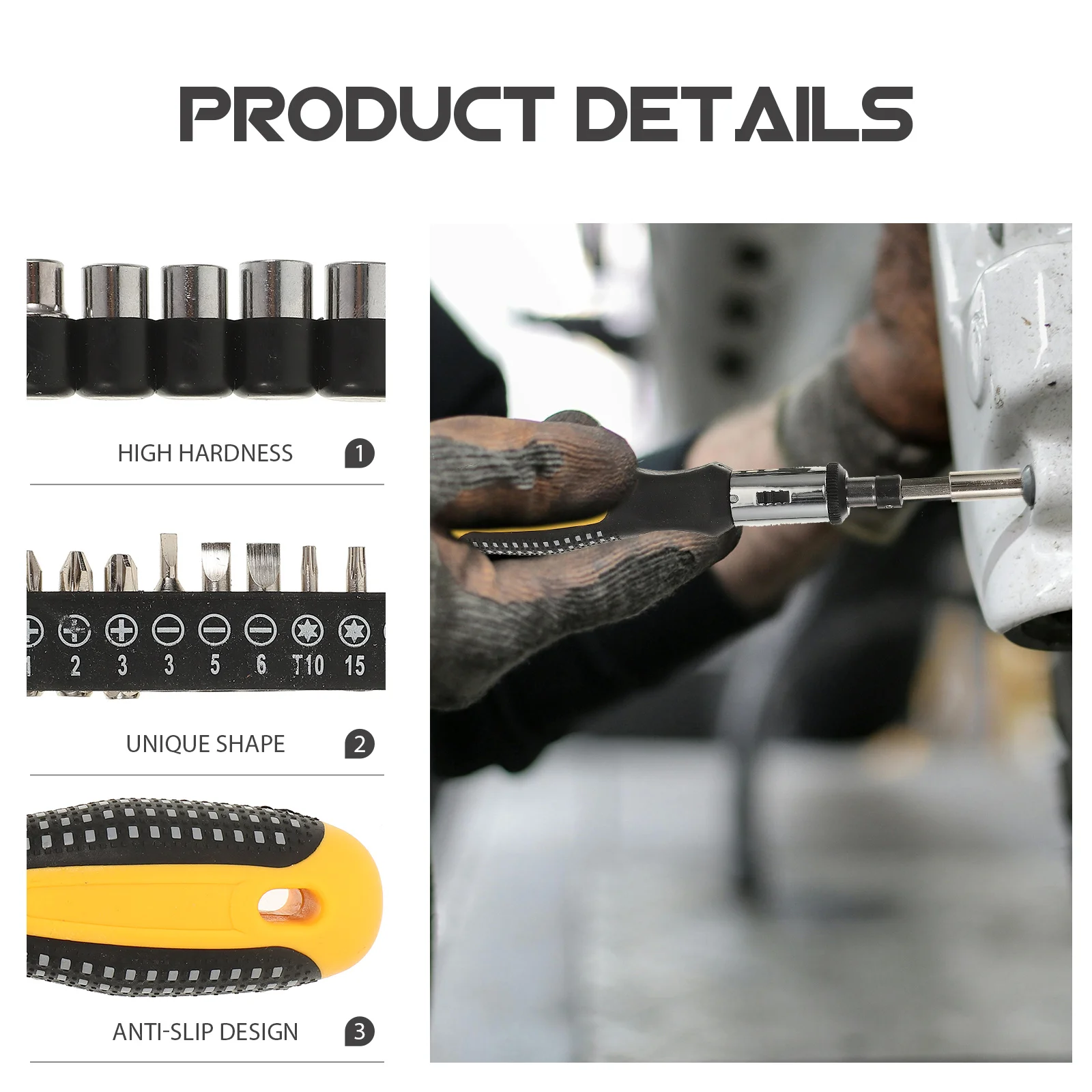 

1Set Heavy Duty Ratchet Screwdriver Set High Torque Magnetic Handle Screwdriver Service for Mechanical Repair and