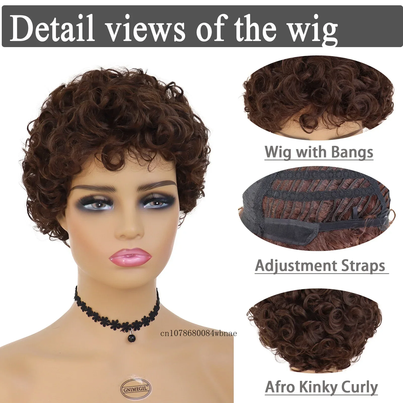 Synthetic Short Black Hair Afro Kinky Curly Wigs for Black Women African Hairstyle Elastic Curls Wig with Bangs Heat Resistant