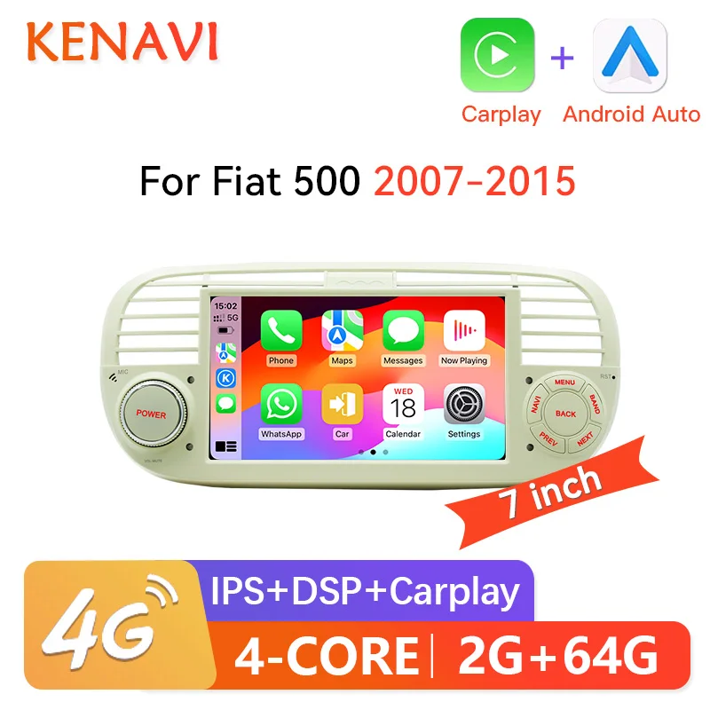 

2 Din Android13 Car Stereo Radio For Fiat 500 2007-2015 Multimedia Player GPS RDS FM Carplay Auto Head Unit Intelligent Systems
