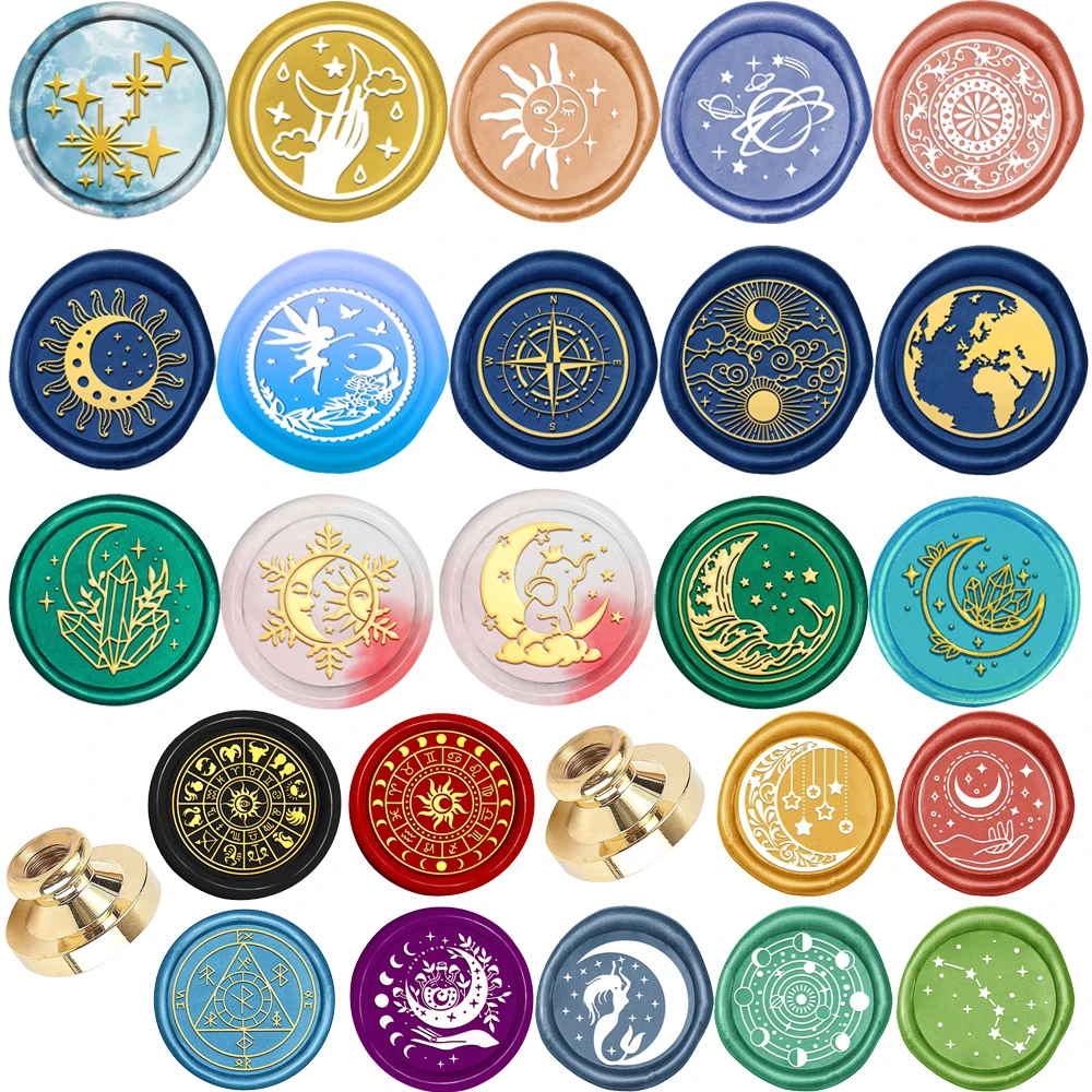 Sun Moon Earth 12 Constellation Wax Seal Stamp DIY Craft Supplies Scrapbooking Christmas Wedding Invitation Decoration