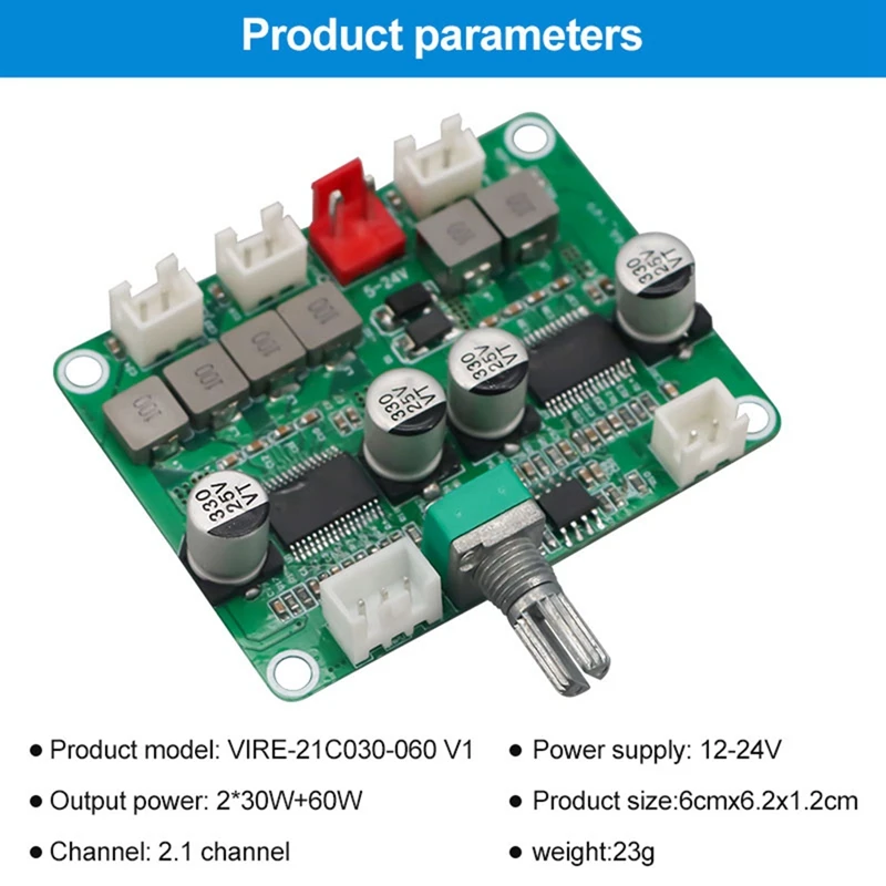 Tpa3118デジタルオーディオアンプボード、2.1チャンネル、アンプモジュール、2x30w、60w、オーディオパワーアンプボード、12v-24v