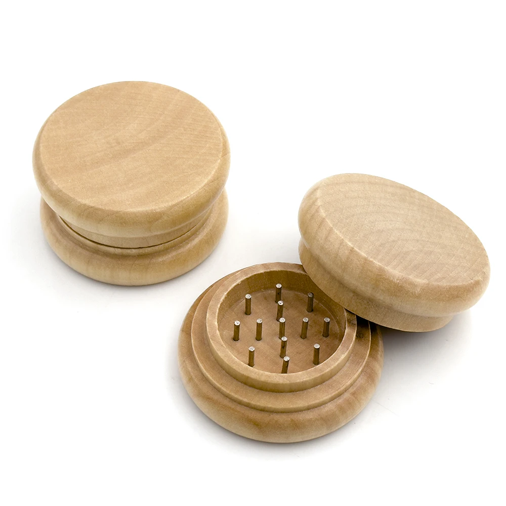 Wooden Tobacco Grinder 55mm Round Herb Crusher Kitchen Supplies 2 Layers Rhombus Cutter for Smoking Accessories