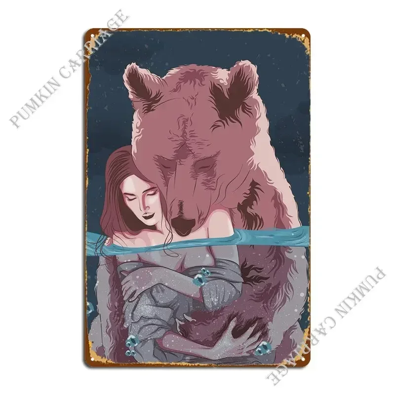 Hug By Bear Metal Sign Bar Party Cinema Plaques Tin Sign Poster