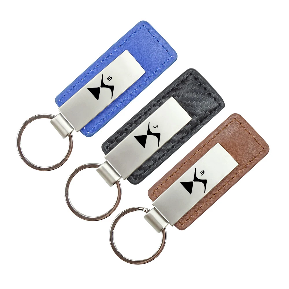 High Quatity Car Key Rings For Citroen DS Spirit DS3 DS4 DS5 DS6 DS7 Crossback DS9 Leather Metal Key Chain Emblem Accessories