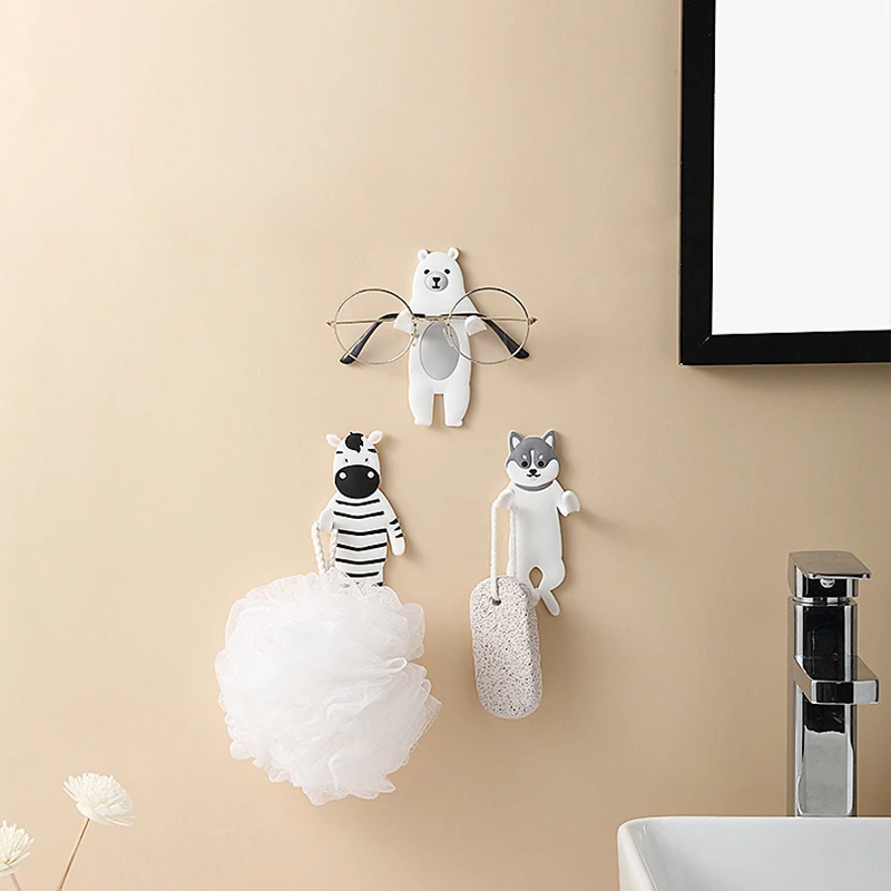 Cartoon Animal Fridge Hook Key Wall Crochet Holder Removable Kitchen Hook Home Decor key Holder Wall Can Washed Holder Wall Hook