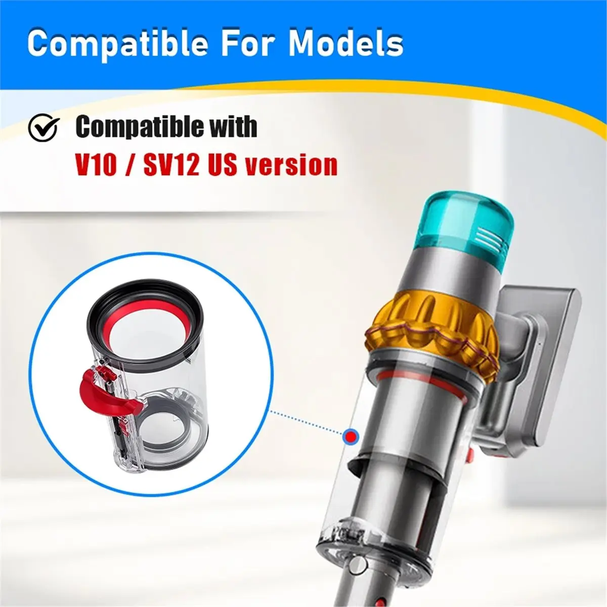 

Dust Bucket HEPA Rear Filter for V10 SV12 US Vacuum Cleaner Accessories Dust Bin Lid Fixed Dust Cup Spare Part