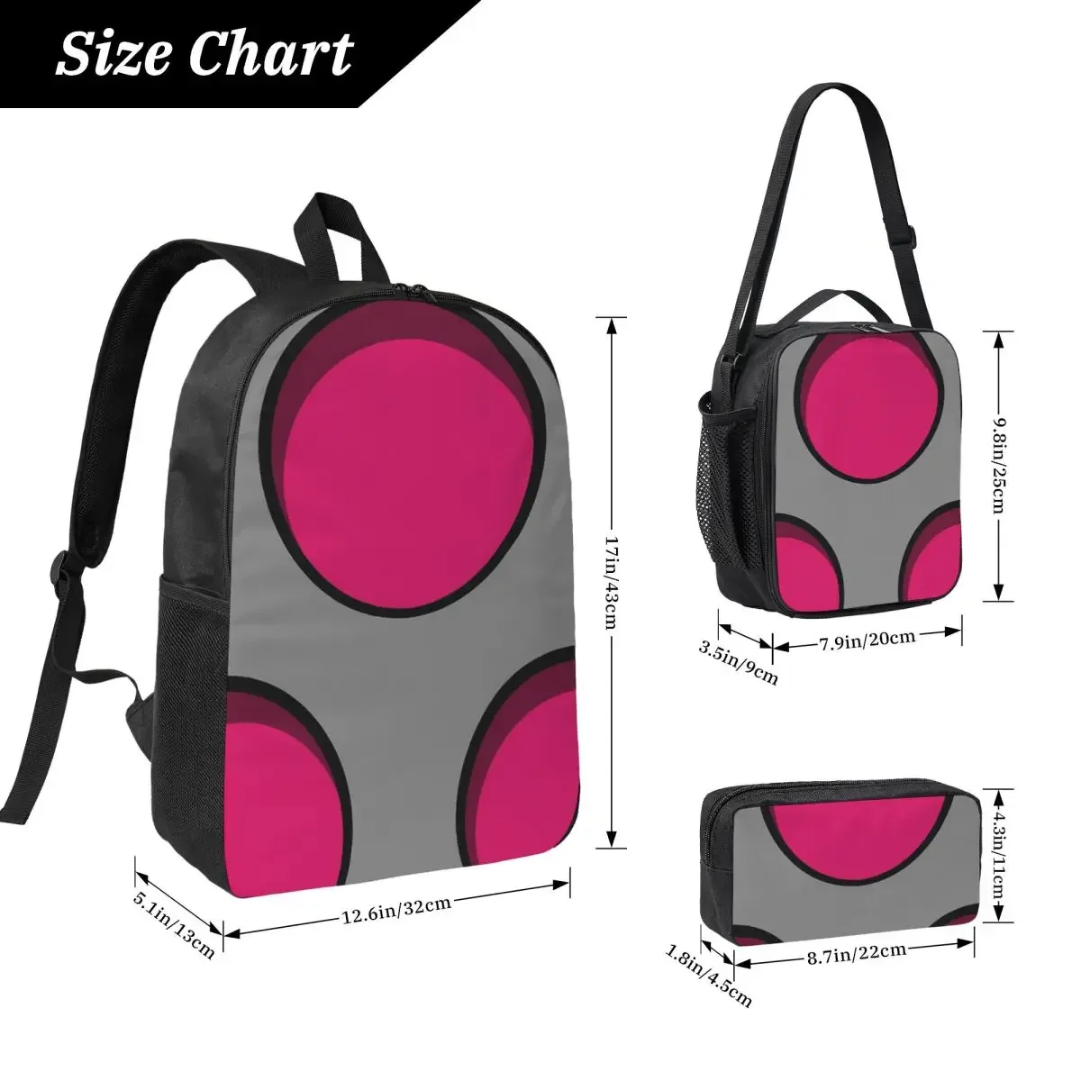 Invader Zim PAK Backpack Student Boys Girls BookBag School Bag Laptop Shoulder Bags 3ps Insulated Lunch Bag Pencil Case