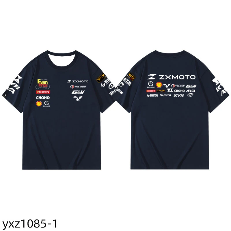 New ZXMOTO Motorcycle Racing Team Double Side Short Sleeve T-shirt Motorbike Rider Track Race Fan Daily Casual Family Kids Tees
