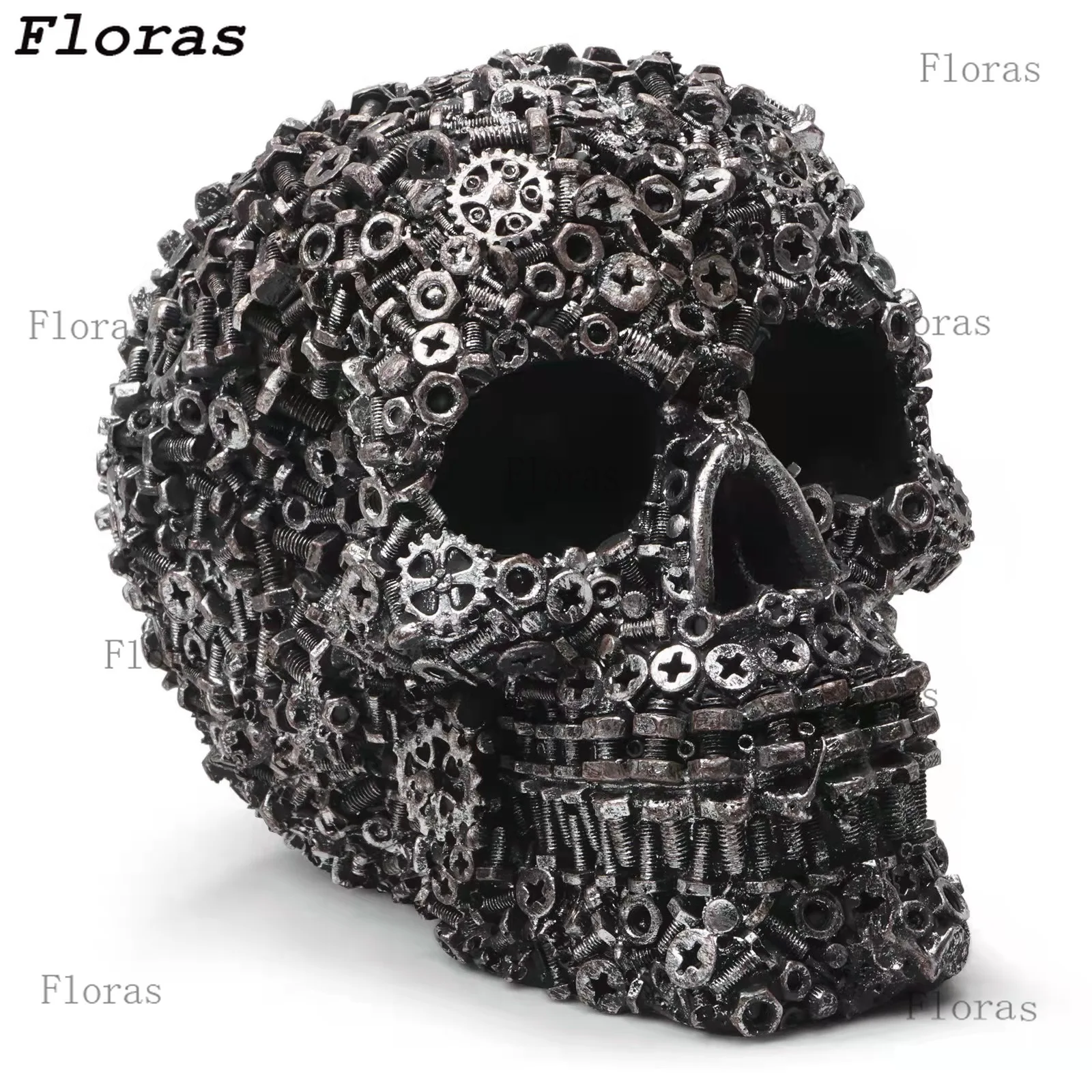 الراتنج المسمار والعتاد الميكانيكية نمط الجمجمة الحرف الزخرفية زخرفة ديكور المنزل تمثال هالوين الديكور النحت تمثال الجمجمة