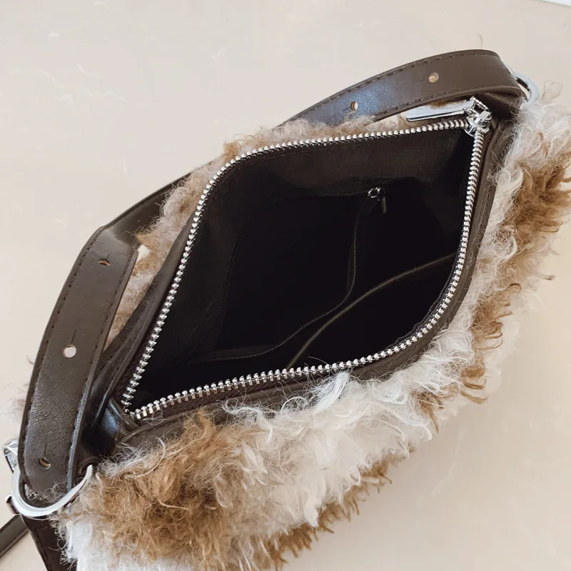Зимняя сумка через плечо из овечьей шерсти, пушистые мягкие плюшевые сумки на плечо для женщин, леопардовые сумки и кошельки, дизайнерские сумки с подушками, новинка