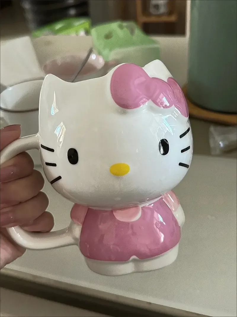 Kitty gato caneca kt cerâmica copo de água grande samll dos desenhos animados grande capacidade rosa copo de água xícara de chá bonito copo de água do agregado familiar