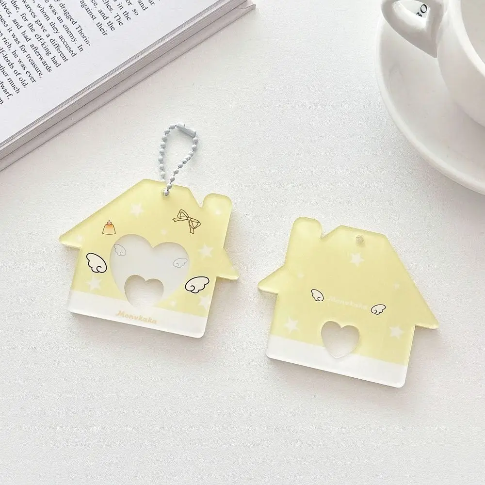 الإبداعية 1 بوصة حامل بطاقة الصور الاكريليك شكل منزل المعبود حامل صور Kawaii هدية سلاسل المفاتيح