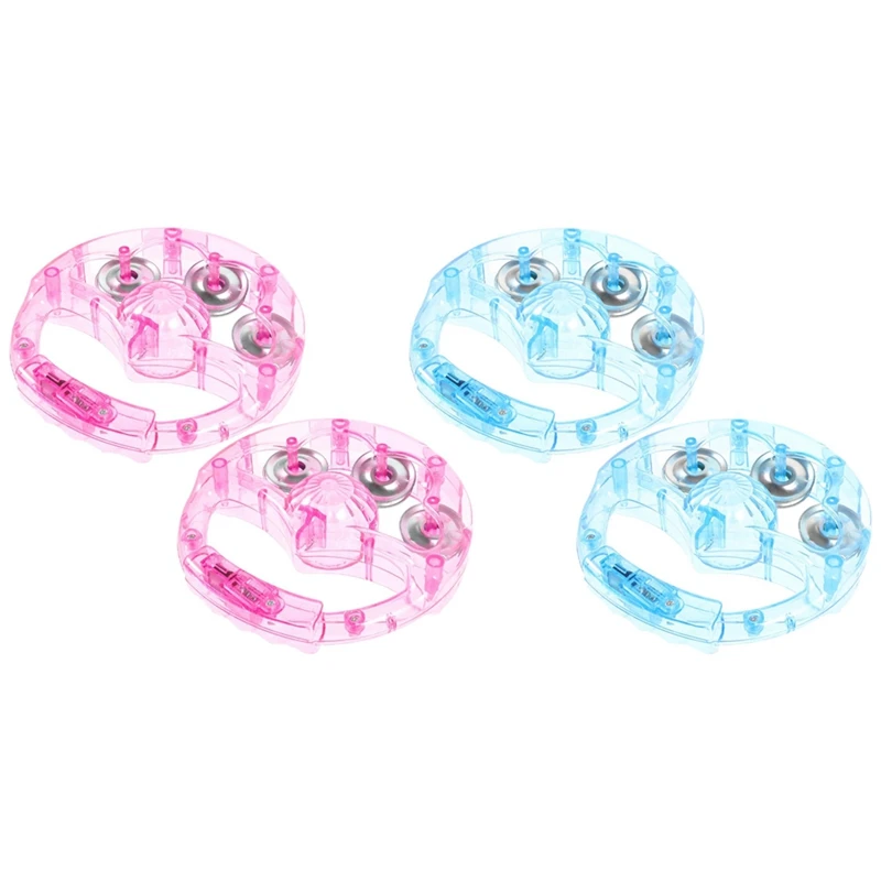 Light Up Tambourine 4Pcs Flashing Tambourine Glow Musical Tambourine Handheld Musical Rhythm Instrument Percussion