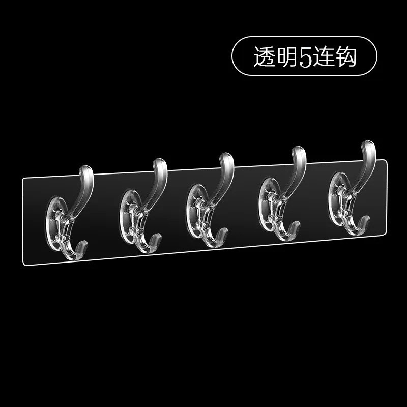 1/3/5/6 Row Transparent Wall Hooks for Hanging on The Wall Hat Clothes Coat Hanger Towel Holder Door Hook Bathroom Storage Rack