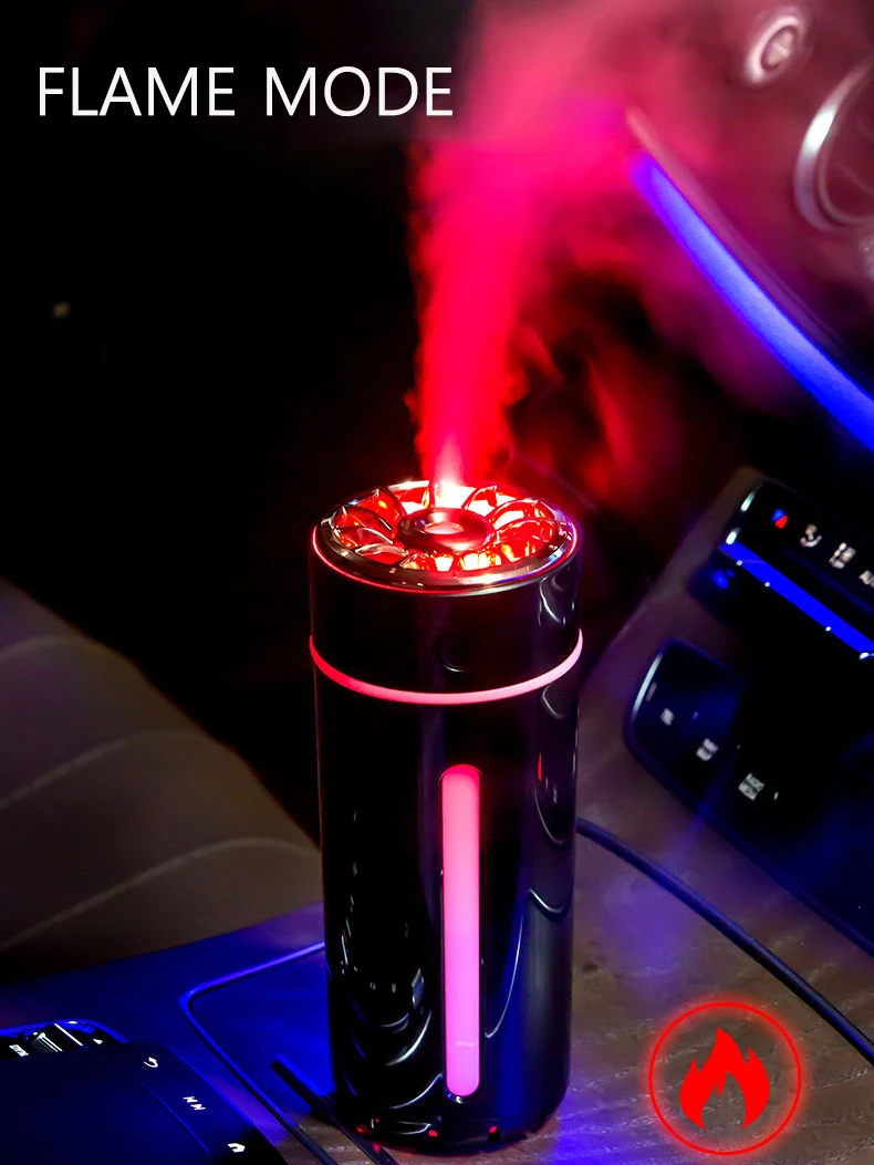 Беспроводной Автомобильный увлажнитель воздуха с поворотной верхней крышкой, 360 мл, Перезаряжаемый/USB, Автомобильный увлажнитель воздуха, освежитель воздуха с Цветной подсветкой