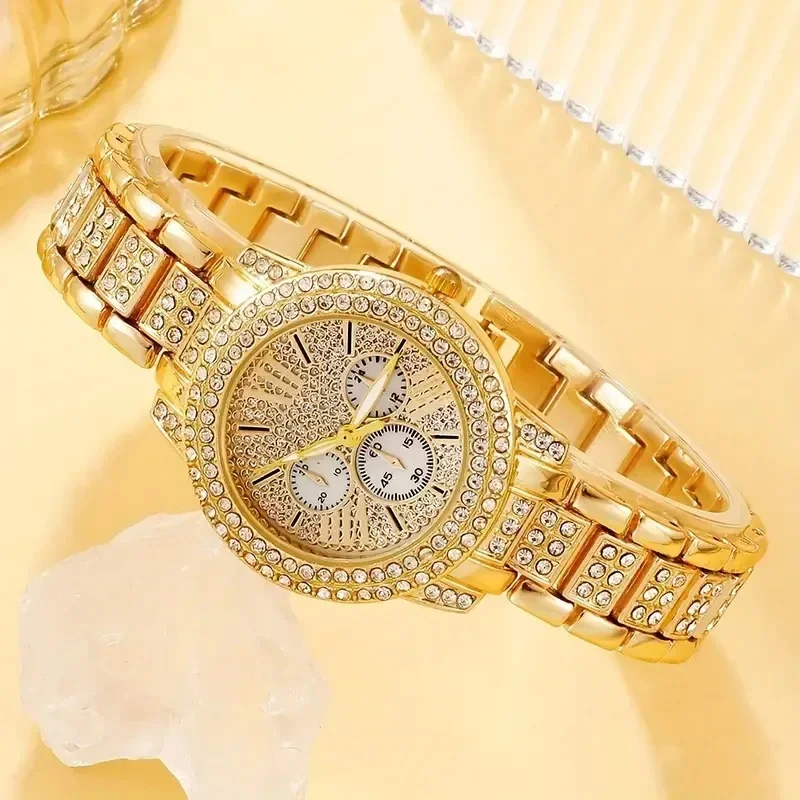 

1/3 Pieces Luxury Rhinestone Women Watches Elegant Roma Dial Ladies Watch to Quartz Reloj Mujer Girls Watch Gift (Without Box)