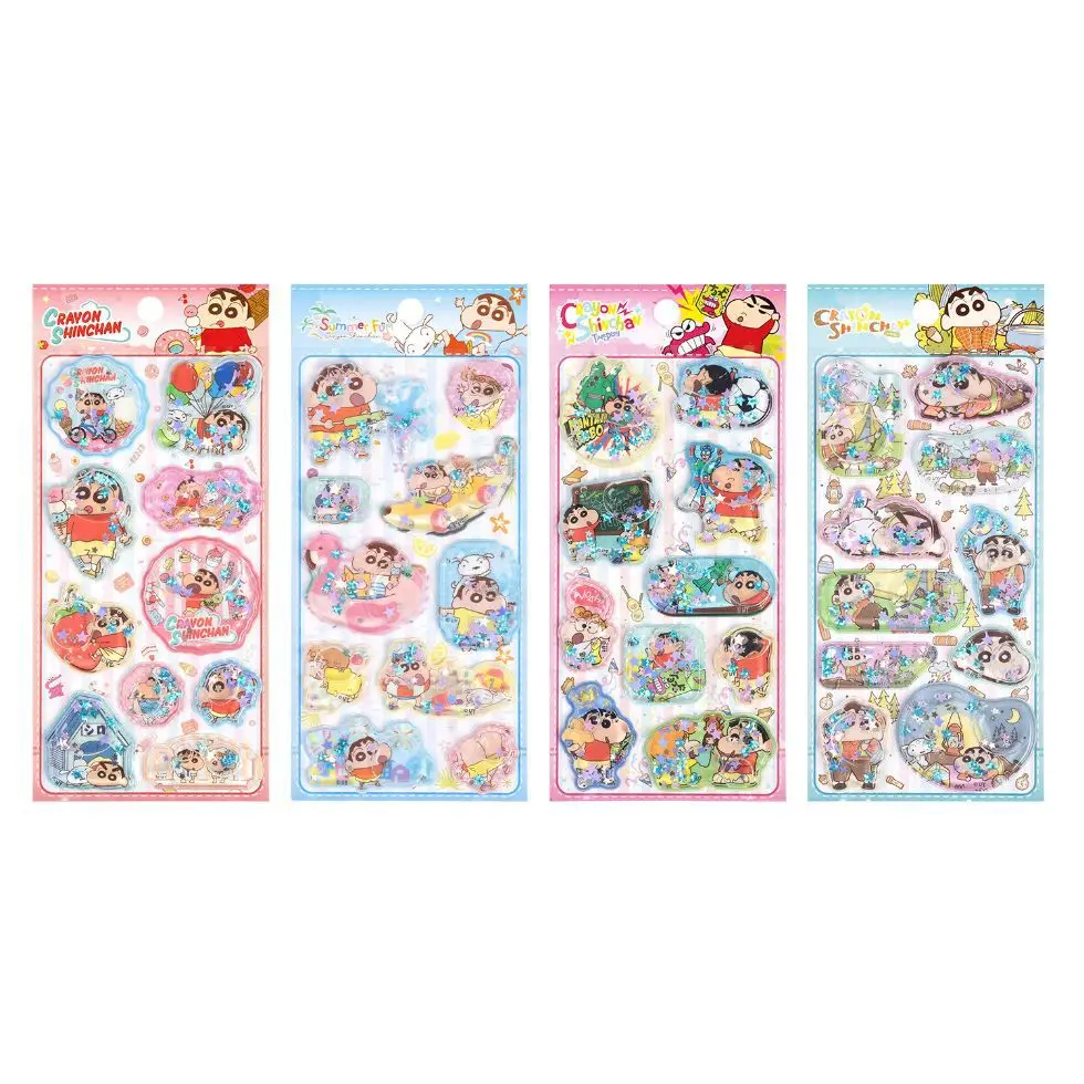 Japanese Crayon Shin chan Cartoon Anime 3D Water Filling Stickers for Children's Puzzle Water Filling Shake Stickers