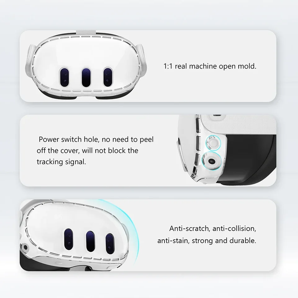 メタクエスト 3 アクセサリー用透明シェルケース、VR ヘッドセット保護