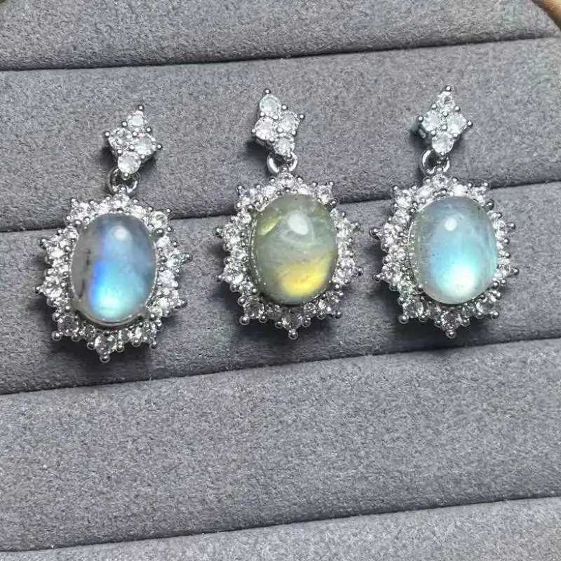 

5 подвесок из натурального лабрадорита 8*10 мм, белая медная подвеска-подвеска оптом