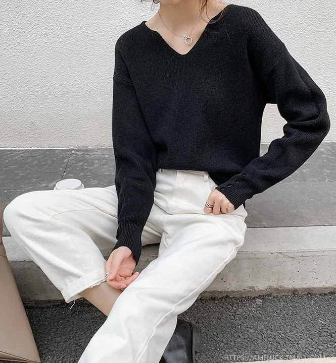 Plus Size Damenpullover Inner Wear Bauchbedeckung Gestrickt IRT V-Ne Long Sve Straight Cut Korean Sle Winter Faion