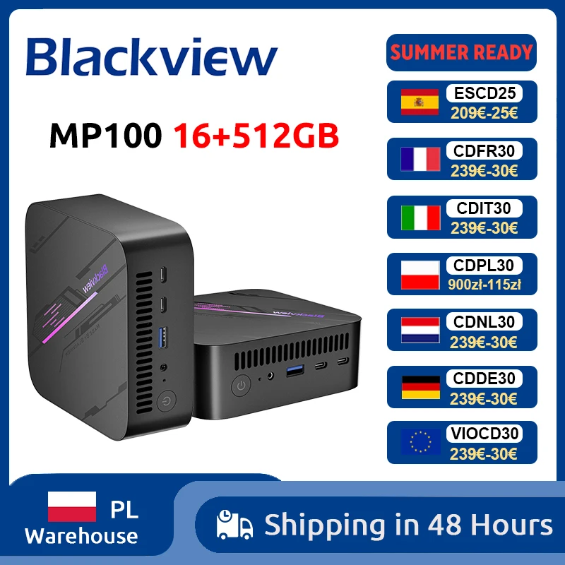 Blackview MP100 NOVO Mini PC AMD 7430U Windows 11 6-Core 12-thread 16GB + 512GB SSD WiFi 6 Mini Computador PC BT5.2
