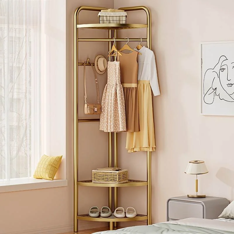 

Bedroom Corner Clothes Hanger Floor Standing Luxury Simple Design Wardrobe Coat Ra Multi Functional Indoor Storage Organizer