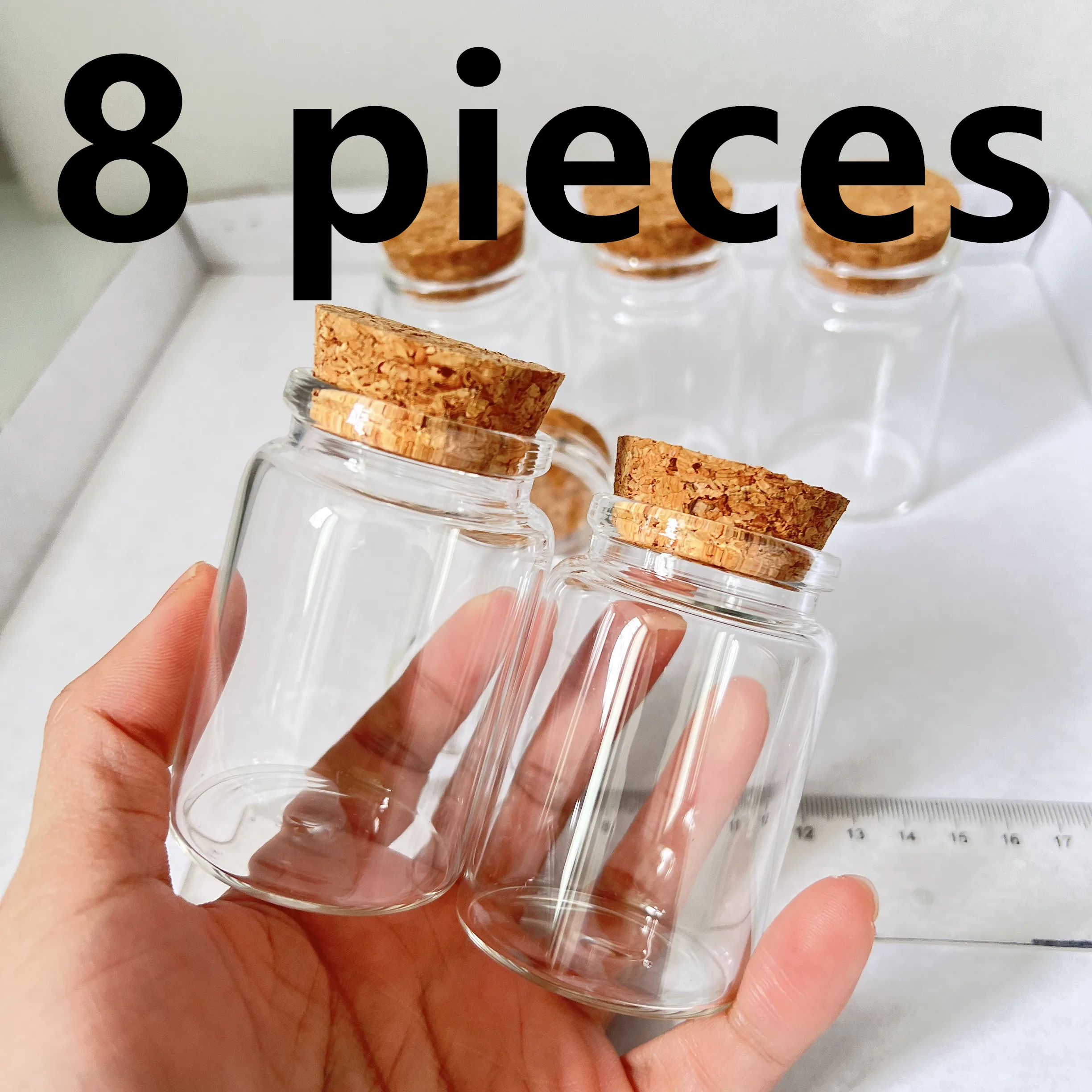 

8 шт., 80 мл, прозрачные стеклянные бутылки с пробкой, 33 × 47 × 70 мм, флаконы для сообщений, свадебные сувениры, сделай сам, декор для вечеринки, дрейфующие бутылки/крошечные банки