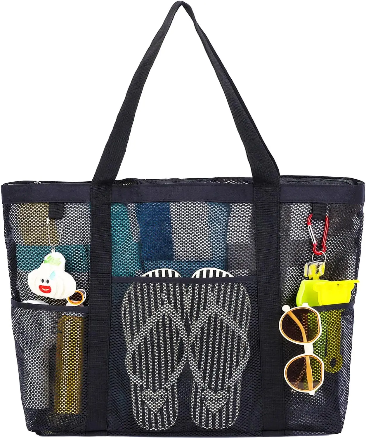 

Большая пляжная сумка-тоут из сетчатой ткани на молнии для женщин, идеальная сумка для бассейна, путешествий и отпуска