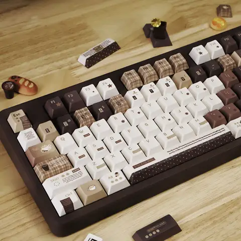120 Keys Five Side Dye Sublimation PBT Keycaps Cherry&MOA Profile Custom Coffee Themed Keyboard Keycap for MX Switch Keyboard