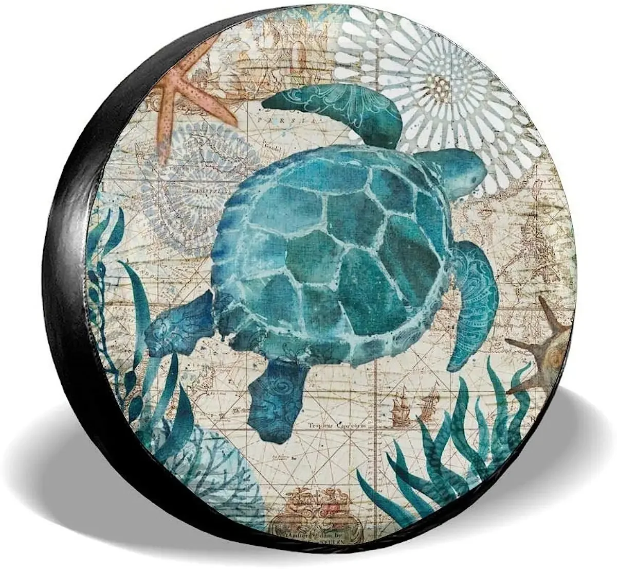 Spare Tire Cover Sea Turtle for SUV Trailer Rv 14 15 16 17 Inch Sunscreen Dustproof Corrosion Proof Wheel Cover for Men Women