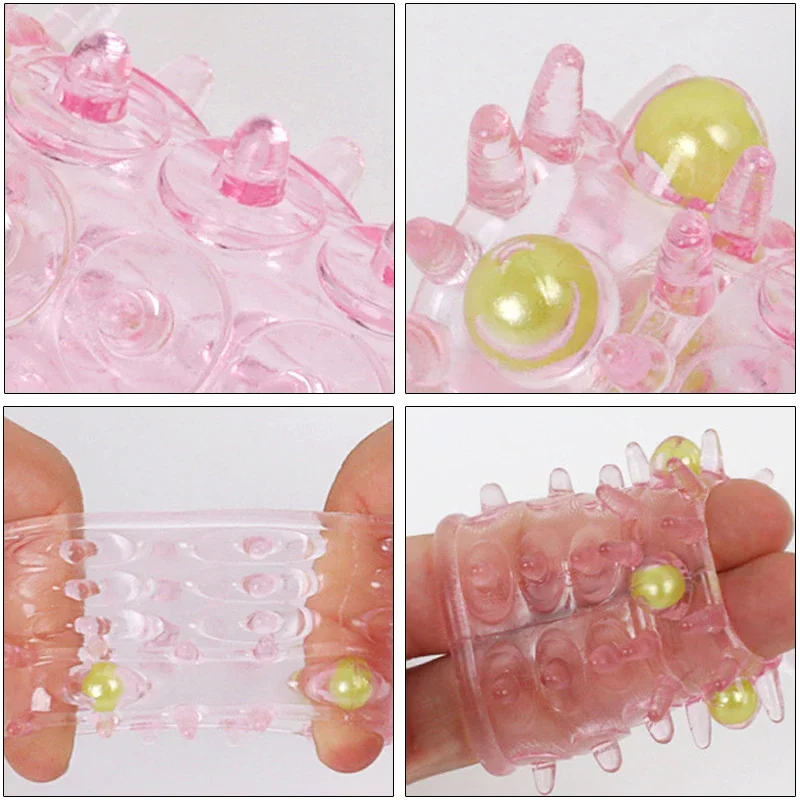 Anillo de silicona suave para pene, preservativos acanalados, manga extensora para agrandar el pene, eyaculación, Juguetes sexuales eróticos para