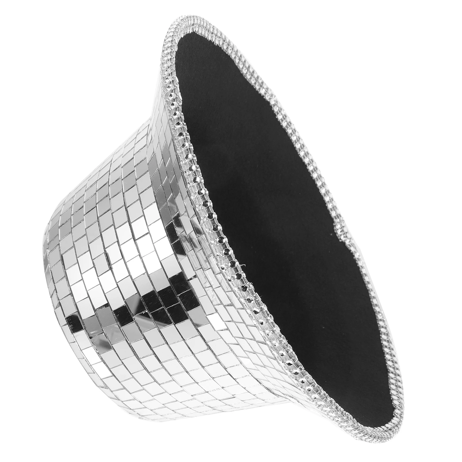 

Mirrored Fisherman Hat Silver Cowgirl Bucket Hats for Women Disco Party Mirror Surface Glass Cloth Material Sun Hat
