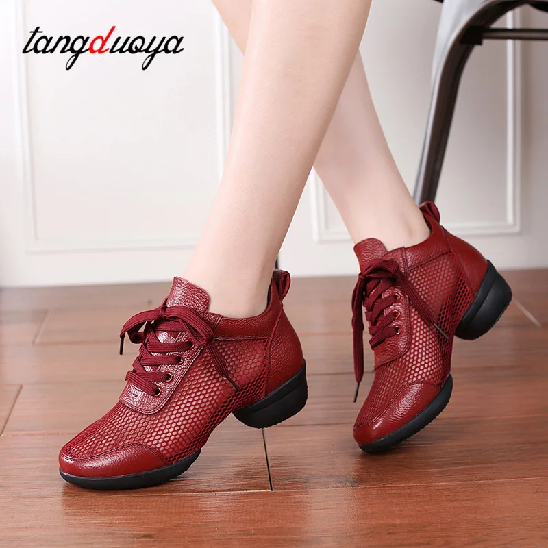 Sepatu dansa Jazz wanita, baru datang sepatu kets kain jaring sepatu jazz sepatu olahraga dansa latin sepatu dansa ballroom