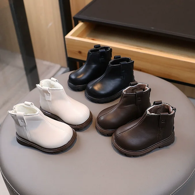 الاتجاه الجديد عودة زيبر مدخنة الأحذية للفتيات الصغيرات دافئ المخملية الوليد بيبي بوي أحذية قصيرة الشتاء أحذية حفلة عيد ميلاد #2