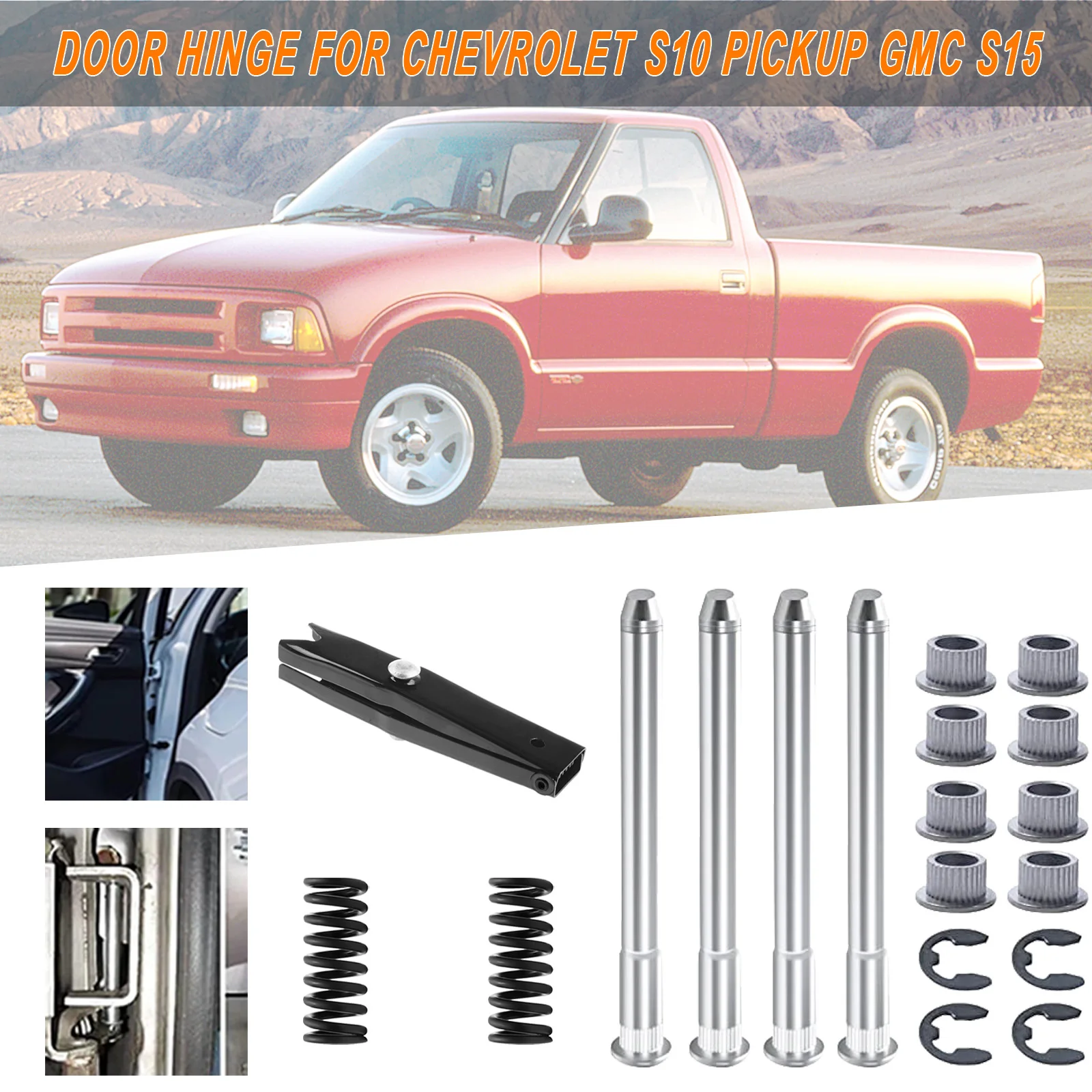 Zestaw sworzni zawiasów drzwiowych i tulei z narzędziem do sprężyny drzwi＆Sprężyna zawiasu dla 1994-2004 Chevrolet Chevy S10 GMC S15