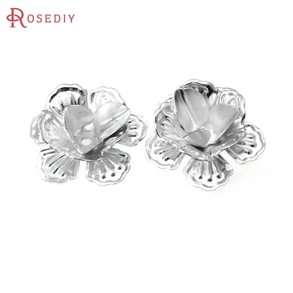 

20PCS 21x10MM Antique Bronze Silver Color Gold Color Iron 3D Flowers Beads Caps Spacer Jewelry Findings Accessories Wholesale