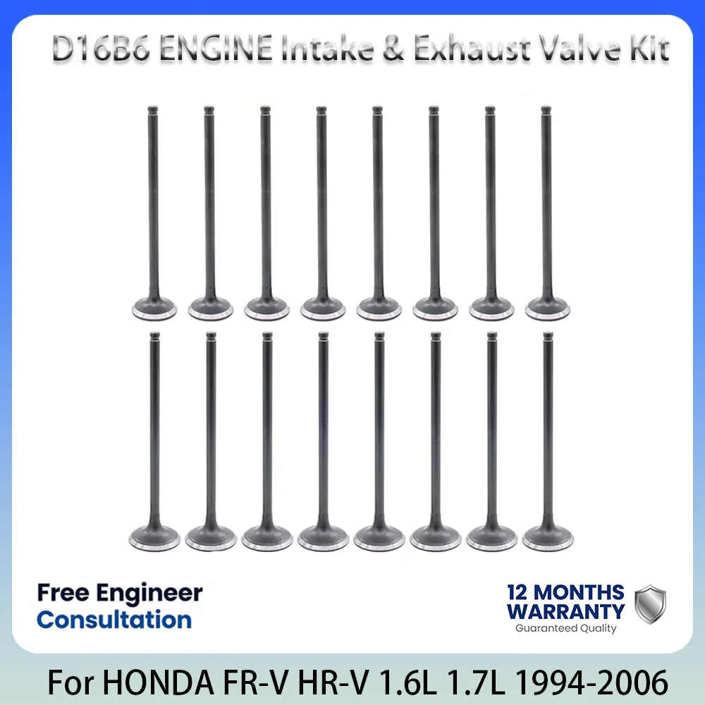 

D16B6 ENGINE Intake & Exhaust Valve Kit For HONDA ACCORD CIVIC FR-V HR-V STREAM 1.6L 1.7L 1.6 1.7 L T GAS 1994-2006 14721P1JE00