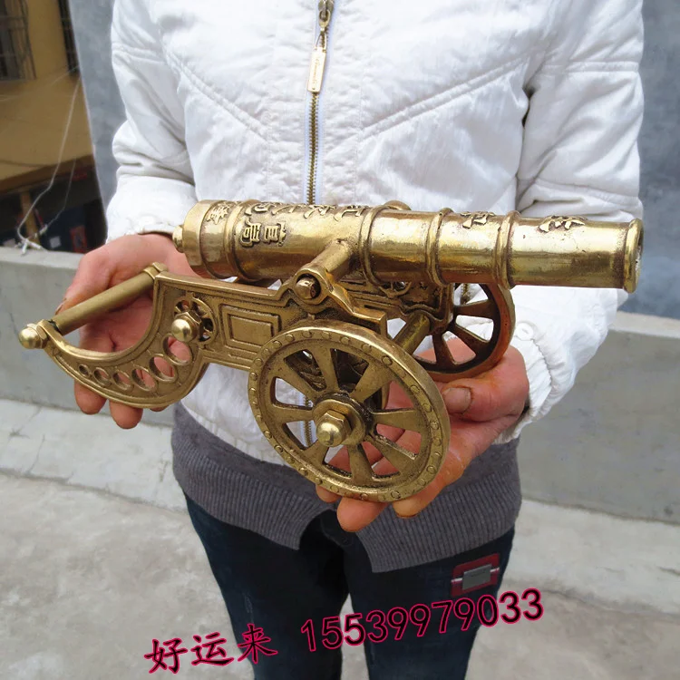 30CM long TOP COOL efficacious Talisman Money Drawing exorcise evil spirits FENG SHUI Copper cannon sculpture statue