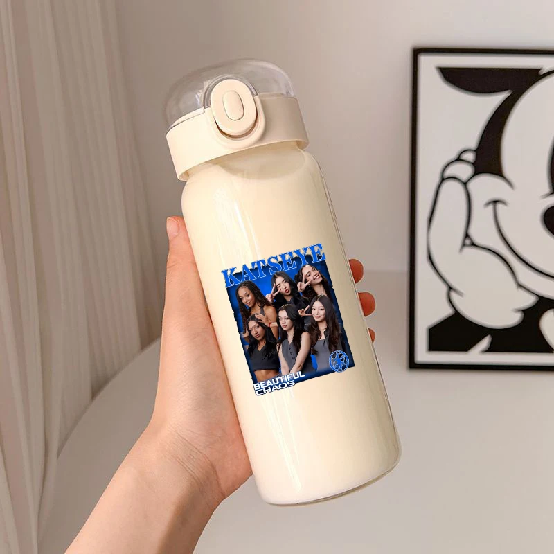 KATSEYE WILD POPUP ウォーターボトル 400ML K POP K-KATSEYE Water Bottles Outdoor Transparent Portable