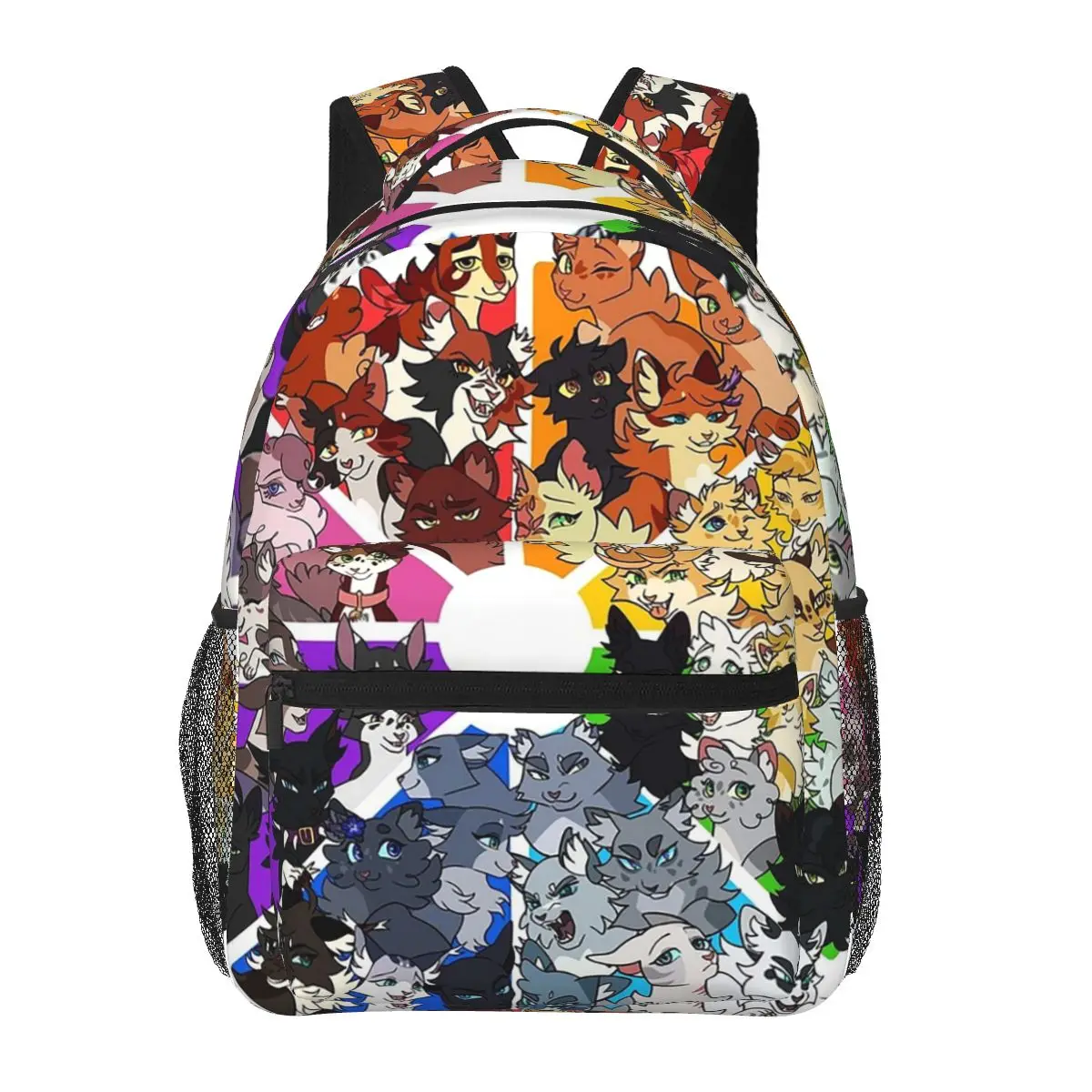 Warrior Cats Color Wheel Backpacks Boys Girls Bookbag Students School Bags Cartoon Travel Rucksack Shoulder Bag Large Capacity