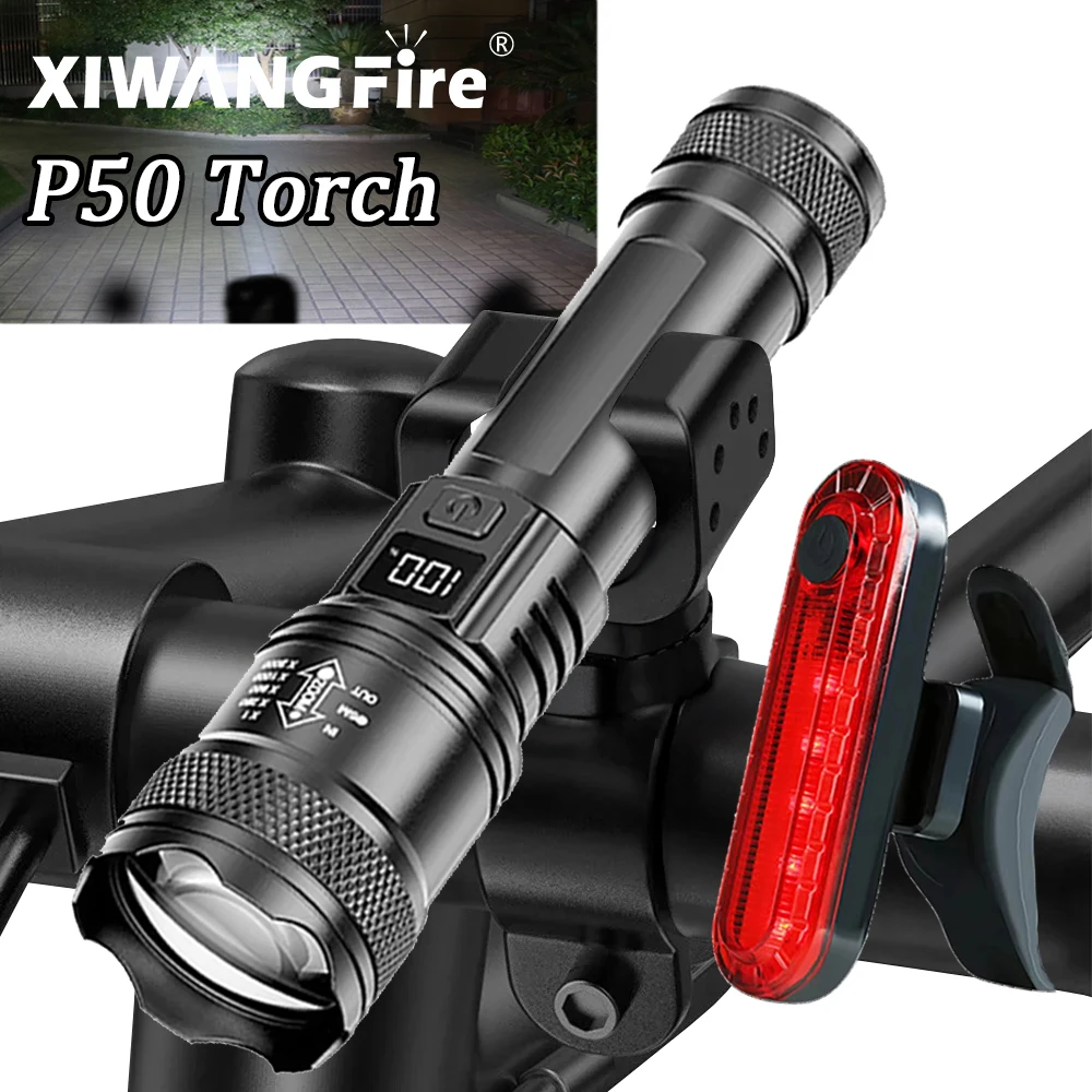 Bicycle Light P50 LED Front USB Rechargeable MTB Mountain Bicycle Lamp 2000LM Bike Headlight Flashlight Cycling Scooter Tail