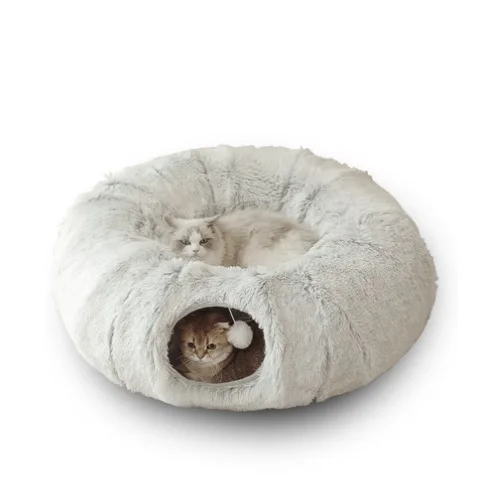 

Winter New Plush Cat Tunnel Bed Foldable 2-in-1 Warm Thick Comfortable Cute Cat Nest