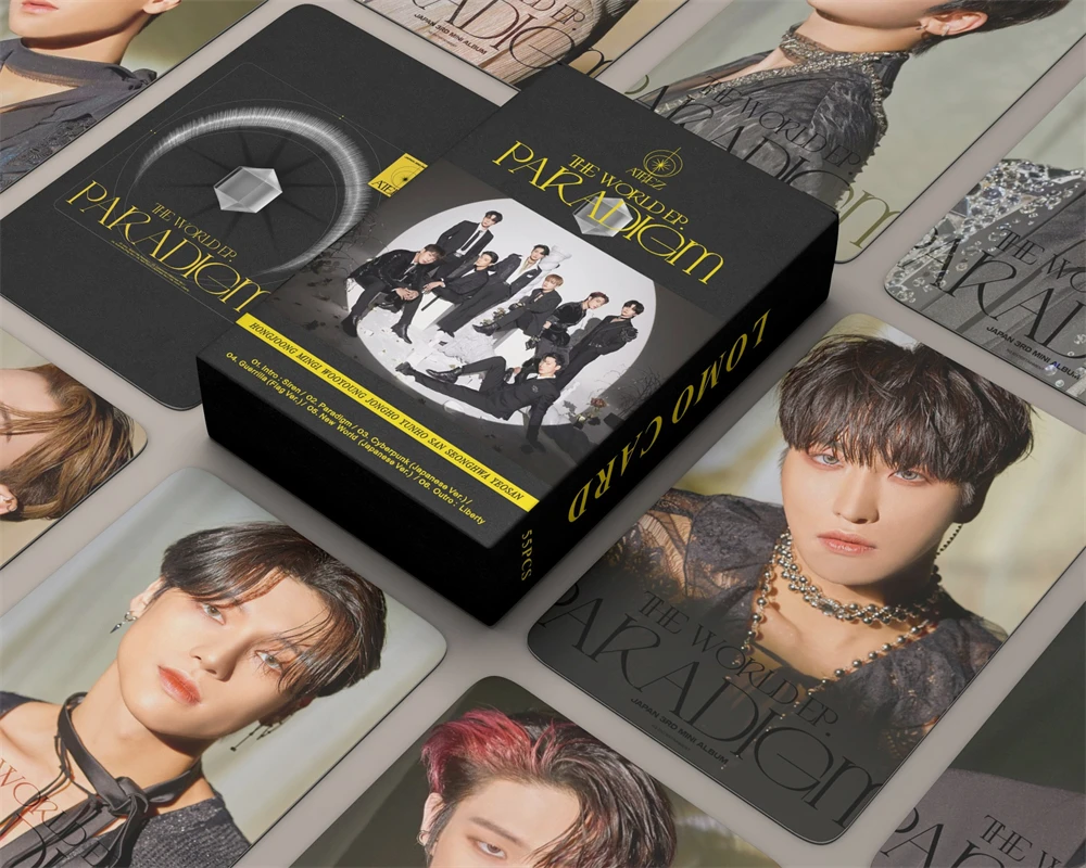 54Pcs/Set KPOP ATEEZ THE WORLD EP Paradigm LOMO Card Album Boxed Double-Sided Photoard San Hongjoong Postcard Fans Collection G1