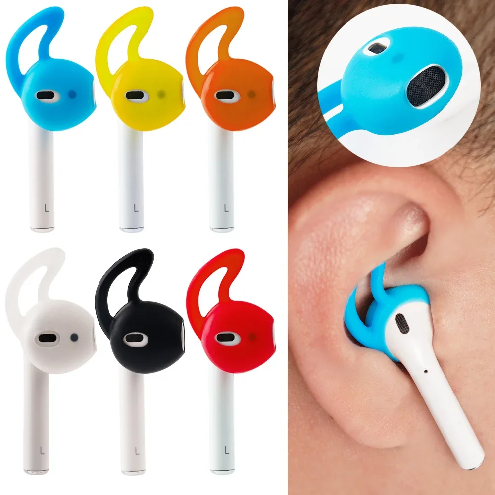 Funda de silicona para auriculares, cubierta protectora para Apple Airpods 1 2 Pro, gancho para la oreja, 6/1 par