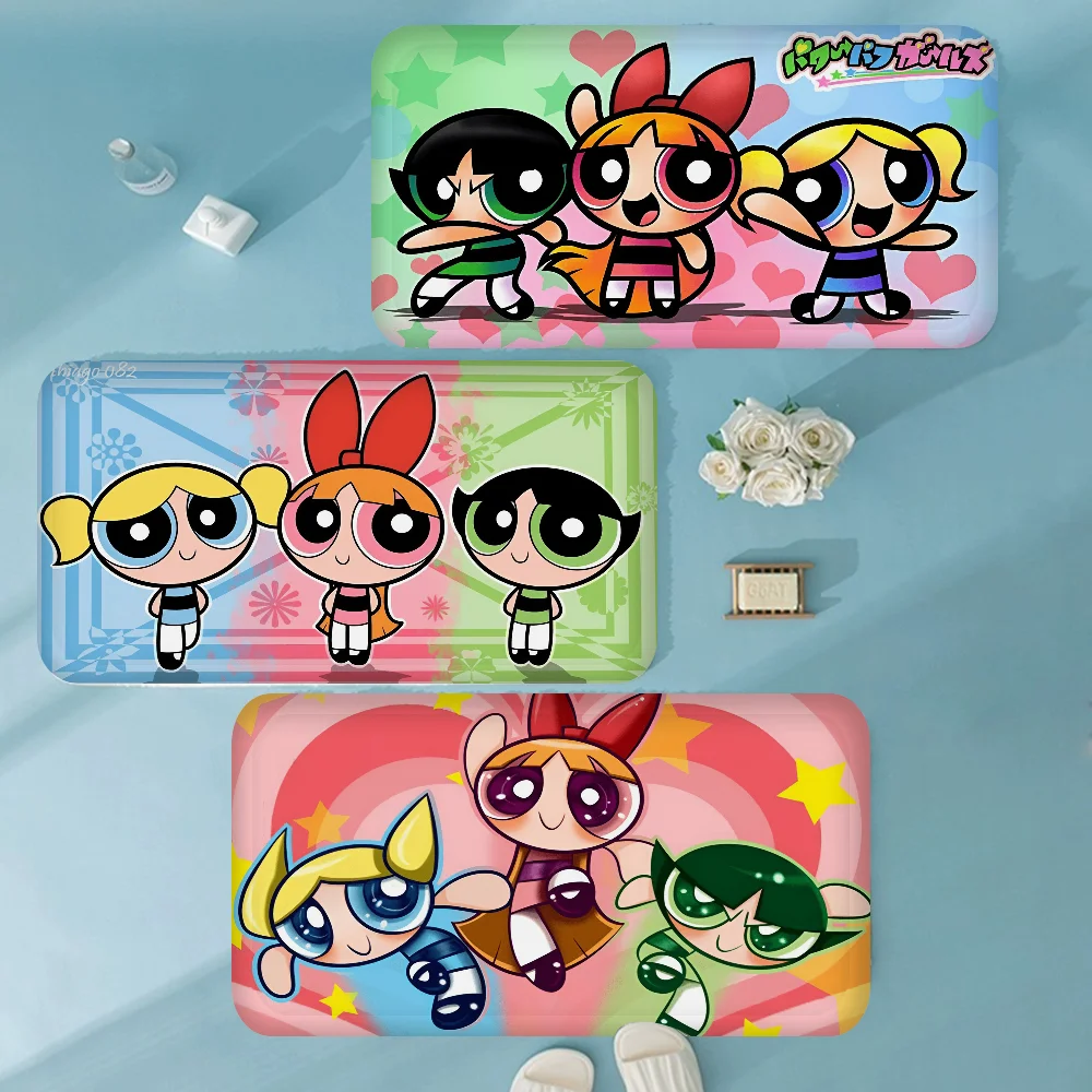 

P-Powerpuff-GirlS Entrance Door Mat Washable Non-Slip Living Room Sofa Chairs Area Mat Kitchen Welcome Doormat