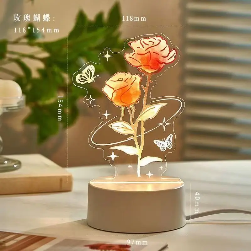 Eternal Rose Nightlight Tulip Lamp 3D Stereo Room Decoration Valentine\'s Day Anniversary Birthday Gift For Women 2024 NEW