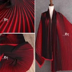 Chiffon Fabric Red Black Pleated Stripes Smooth Large Skirt Designer Cloth Apparel Sewing By Meters Diy Polyester Material