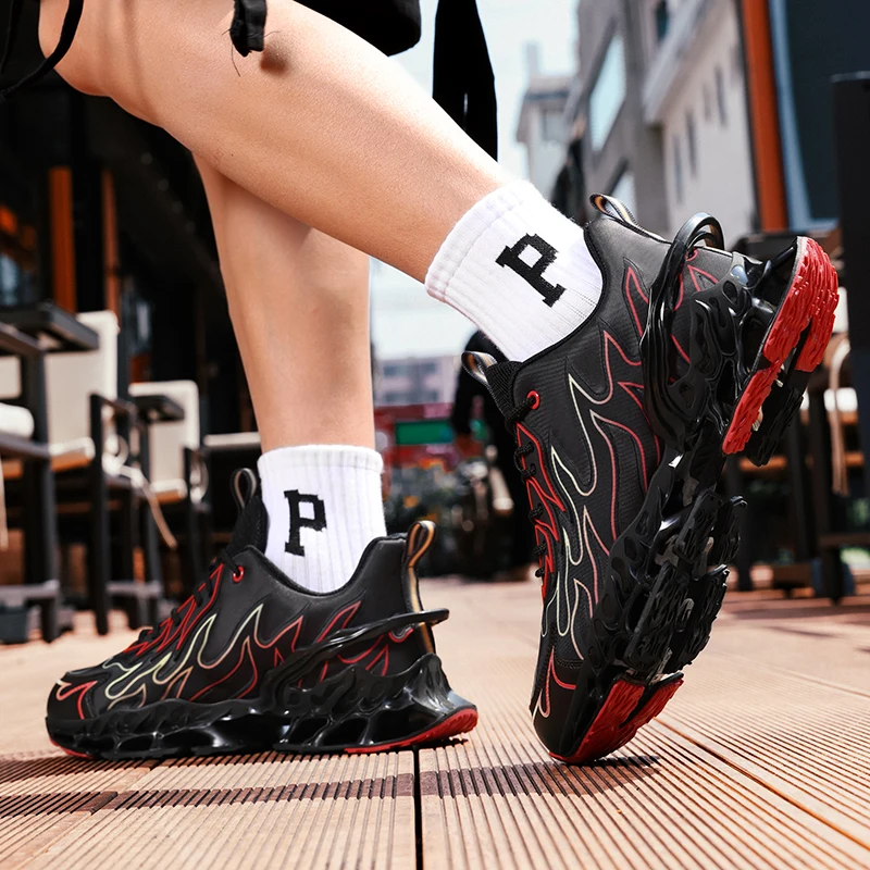 

Men's Breathable Running Trainers Comfortable, versatile, stylish and durable Flames pattern trendy trainers for walking